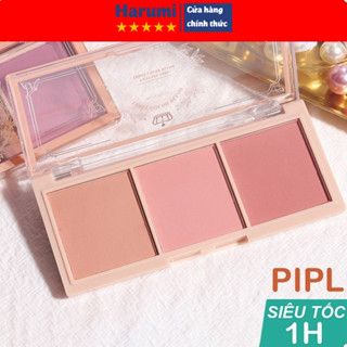 Phấn má hồng PIPL 3 ô tone cam hồng đào siêu xinh bám phấn HALOMI