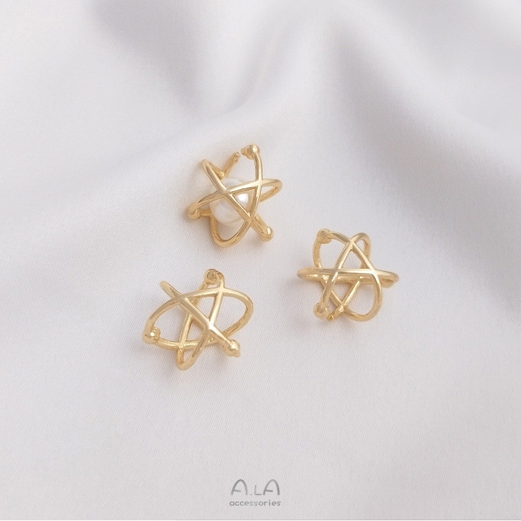 💖Phụ kiện trang sức DIY💖Mặt dây chuyền 14K vàng với pha lê và ngọc trai, thiết kế mặt hành tinh gala