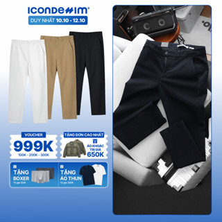 Quần Kaki Nam ICONDENIM Ống Ôm DetailLine Form Slim Straight QKID0045