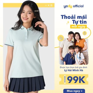 Áo polo nữ YODY ponte roma cool dáng suông chạm mát tức thì siêu co giãn WAPO25S014