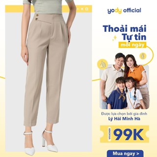 Quần âu nữ YODY quần công sở dáng baggy cạp cao công sở sang trọng thoải mái TRA - QAN6214