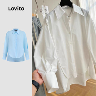Lovito Áo Cánh Thanh Lịch Cài Nút Phía Trước Không Đối Xứng Cho Nữ Lne24084 (nhiều Màu)