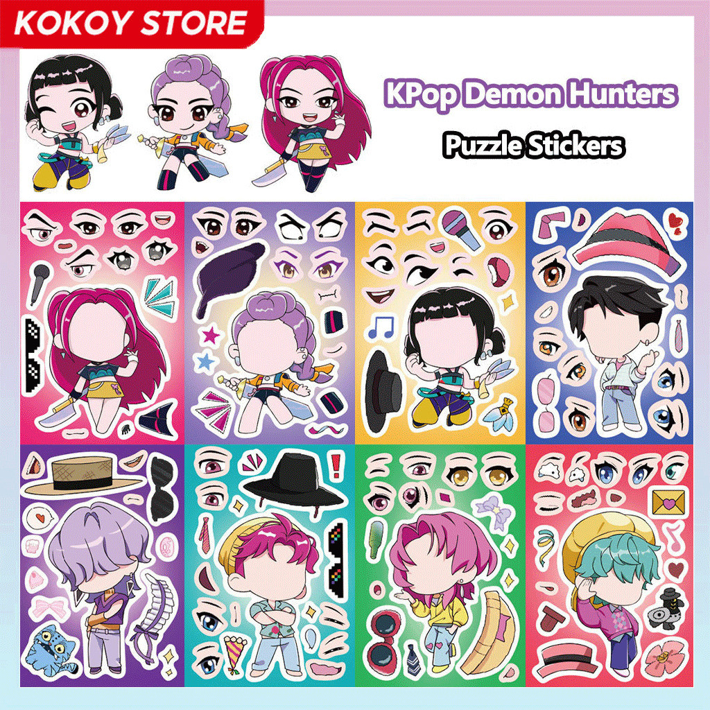 ​ Miếng dán chống nước KPop DIY Puzzle Demon Mask Pack 8 ​
