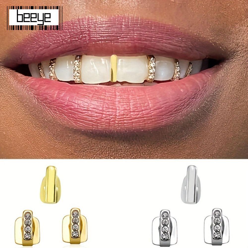 BEEYE 3 Chiếc Hip Hop Răng Grillz, Thạch Rỗng Grillz, Sáng Bóng Răng Trang Sức Nam Nữ