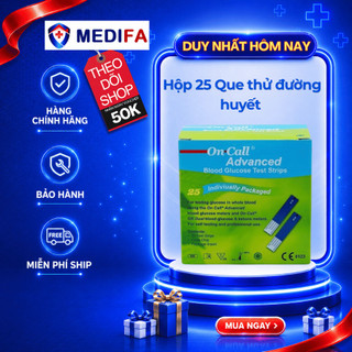 Hộp 25 Que thử đường huyết ACON On Call Advanced hộp 25 test rời, Chính hãng, đủ niêm phong, nhãn phụ