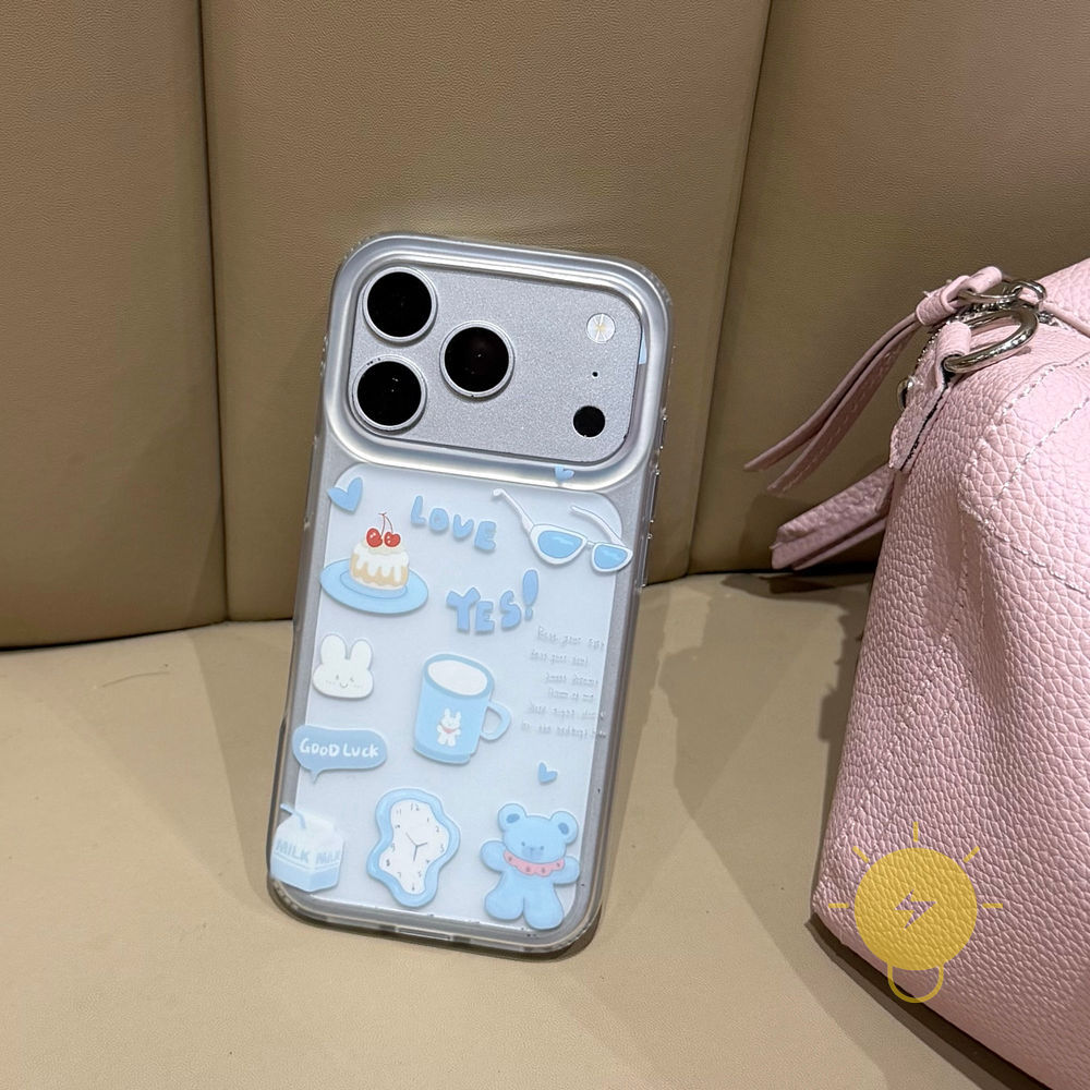Phone Case For iPhone 17 Pro Max 16 15 TPU Bear Cake Milk Tea Milk Tea Aesthetic Korean Cute