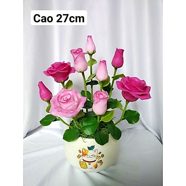 Chậu hoa hồng đất sét size trung