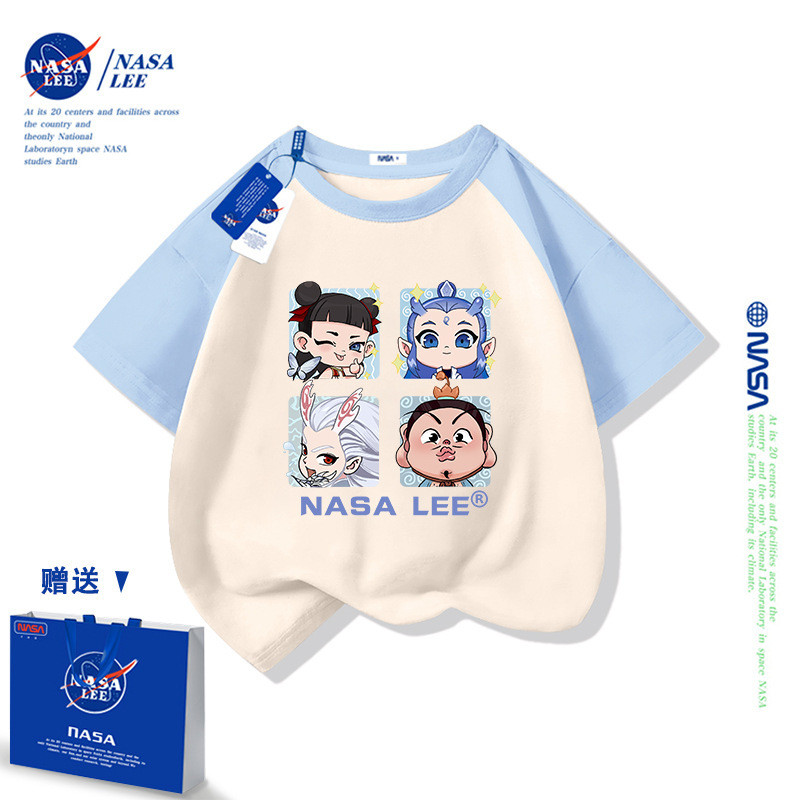 NASA NASA Áo Thun Nữ Tay Ngắn Trẻ Em Quần Áo Mùa Hè 2025 Phong Cách Mới Cotton Nguyên Chất Nửa Tay B