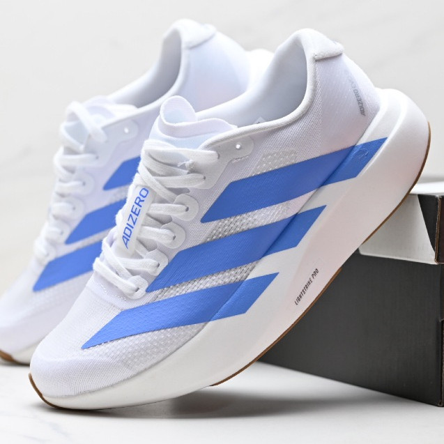 Giày chạy bộ Adidas Adizero Evo SL chống trượt màu trắng xanh