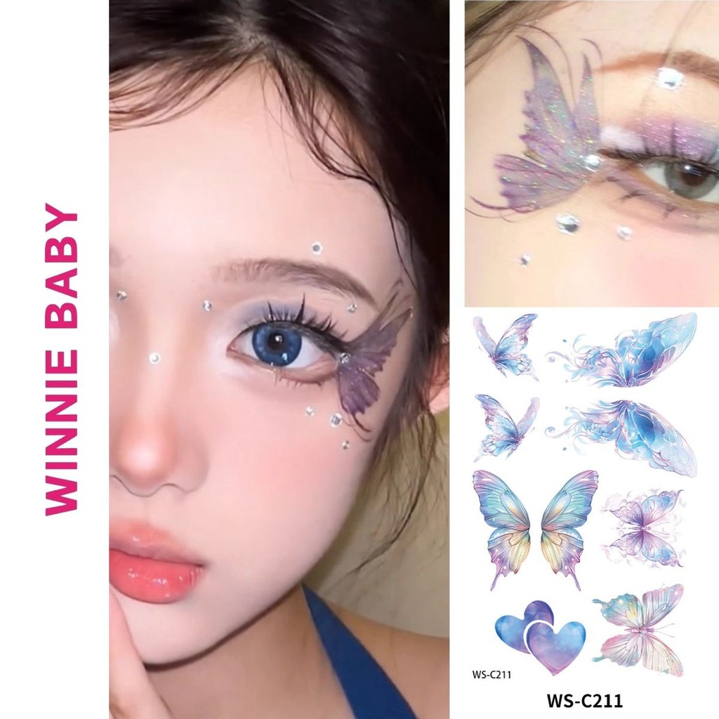 Hình Xăm Dán Mặt Tạm Thời Chống Nước – Tatoo Giả Dễ Thương Cho Bé Gái Hóa Trang Halloween, Dễ Dán, B