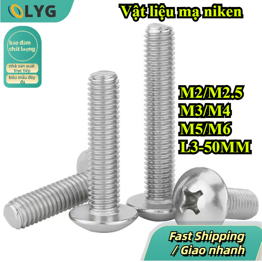 Ốc Vít Inox 304 - Bulong Đầu Dù Pake, Chất Lượng Cao, Kích Thước M2 / M2.5 / M3 / M4 / M5 / M6 * L3-