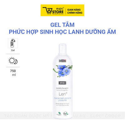 Gel Tắm Phức Hợp Sinh Học Lanh Hỗ Trợ Duy Trì Độ Ẩm Của Da, Làm Mềm Mịn Da Eva Natura 750ml
