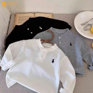  Áo Phông Dài Tay Thêu Ngựa Cotton Bozip LOTUKA Bé Trai Bé Gái Áo Thun Thu Đông Cho Bé Quần Áo Trẻ Em Size 4-18kg 