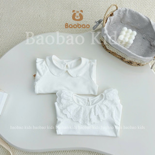   BAOBAO-HÀNG SẴN  ÁO THUN DÀI TAY COTTON HÀN CỔ SEN PHỐI BÈO XINH XẮN ĐÁNG YÊU CHO BÉ GÁI - MZ2060 