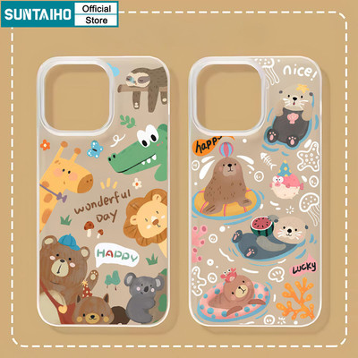 Ốp Điện Thoại Suntaiho Động Vật Dễ Thương Họa Tiết Hoạt Hình TPU Trong Suốt Mờ Mềm Cao Cấp Chống Sốc Cho iPhone 11 12 13 14 15 16 Pro Max IP 7 8 Plus Iphon X XS XR Xs max