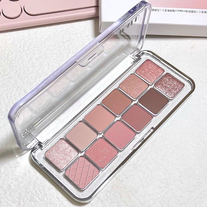Mười Hai Phấn Mắt Bảng Bột Tinh Tế Mờ Bão Hòa Hồng Đất Ánh Sáng Trang Điểm Giả Trang Điểm Phong Cách