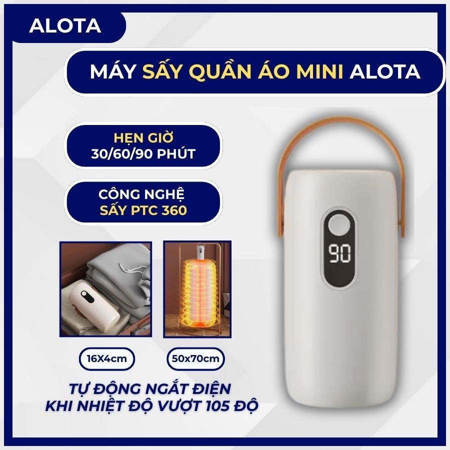 Máy sấy quần áo mini 3BCARE S13 hẹn giờ thông minh, Máy sấy mini sấy PTC 360 kháng khuẩn hiệu quả