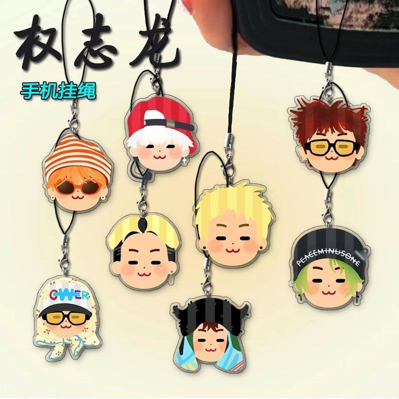 Kpop BIGBANG G-DRAGON Cartoon Accessory Cute Anime Acrylic Keychains Bag Pendents Key Ring Fans Chri