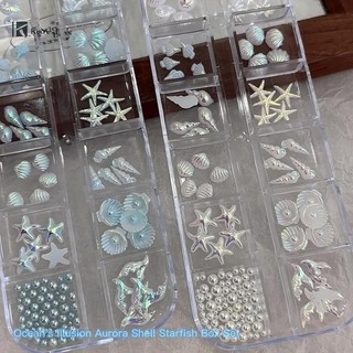 KgYewl 12 Lưới / Hộp Aurora Nail Charm Sao Biển Nàng Tiên Cá Đuôi 3d Nghệ Thuật Phụ Kiện Cho Dreamy Và Đại Dương Làm Móng Tay Nhìn Mới