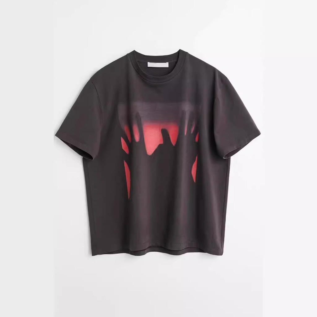 WJMN OurLegacy24ss Ghost Hand Print Pure Cotton Summer Casual Loose Short Sleeve for Men and Women T