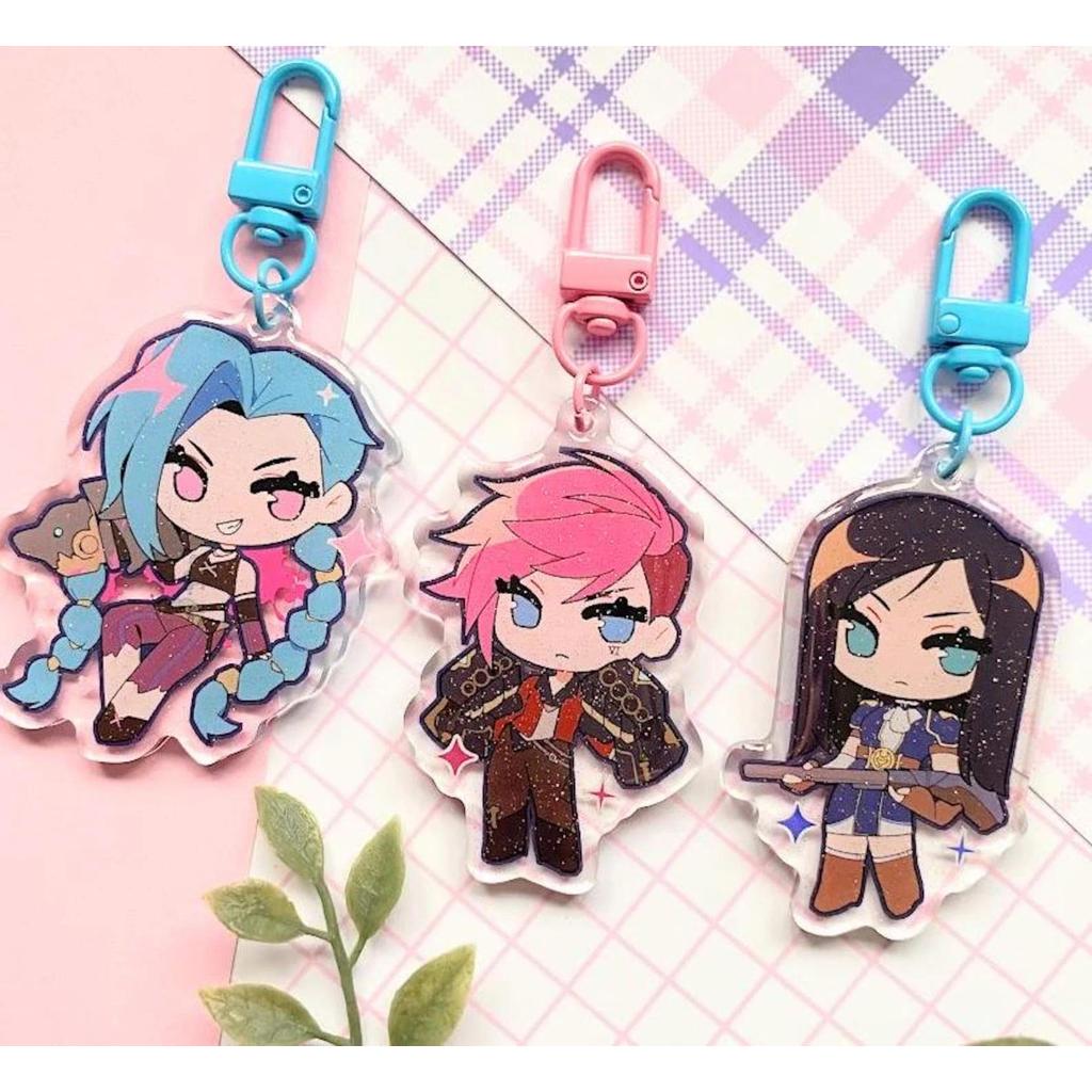 Arcane Jinx Vi Caitlyn Acrylic Charm Móc khóa Accessories Jewelr