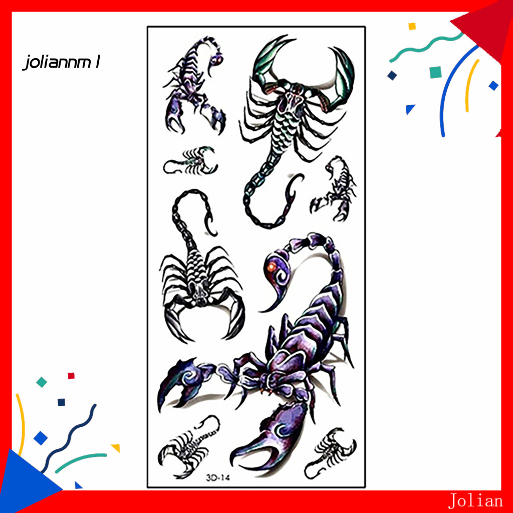 [JM] Men Fashion Cool Funny 3D Scorpion King Nhãn dán hình xăm chống nước tạm thời