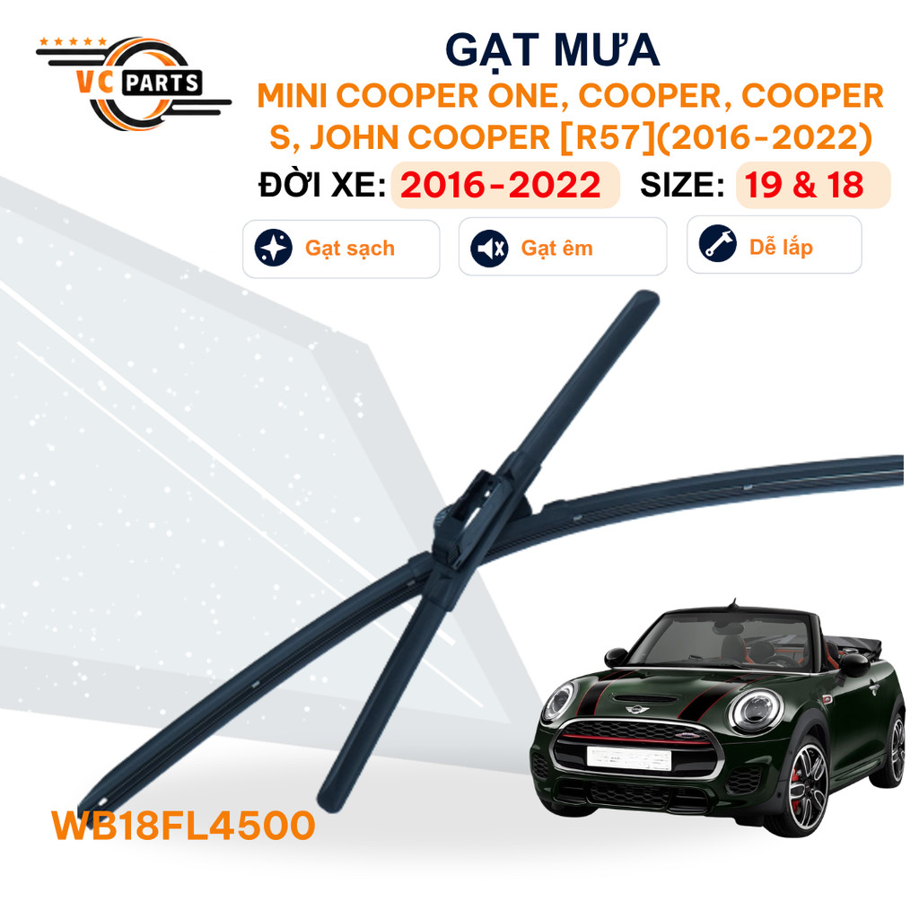 Gạt Mưa Thân Mềm Schaeffler Kích Thước 19 & 18 Cho MINI COOPER ONE, COOPER, COOPER S, JOHN COOPER