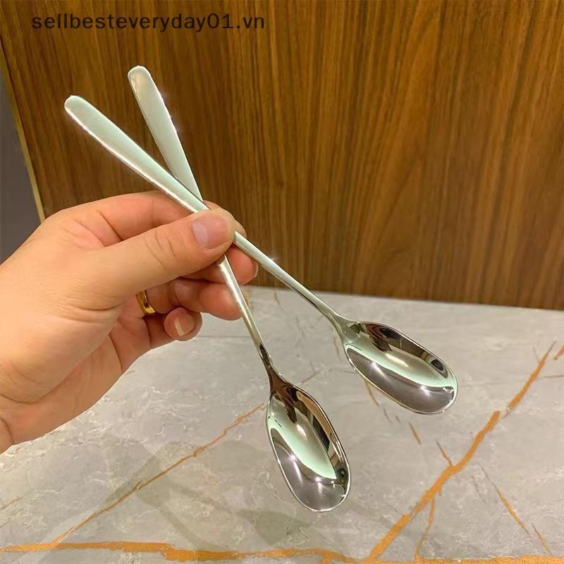 M & V Thìa Inox Tay Cầm Dài Thìa Khuấy Gia Vị Hộ Gia Đình Thìa Trà Sữa Thìa Cà Phê Dụng Cụ Desseert 
