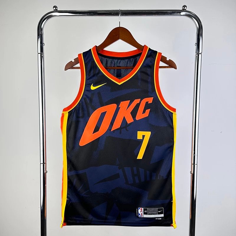 Phiên bản SW NBA24 Game Season Thunder Team City Phiên bản số. 7 Homegrow Jersey Áo Bóng Rổ Nam Retr