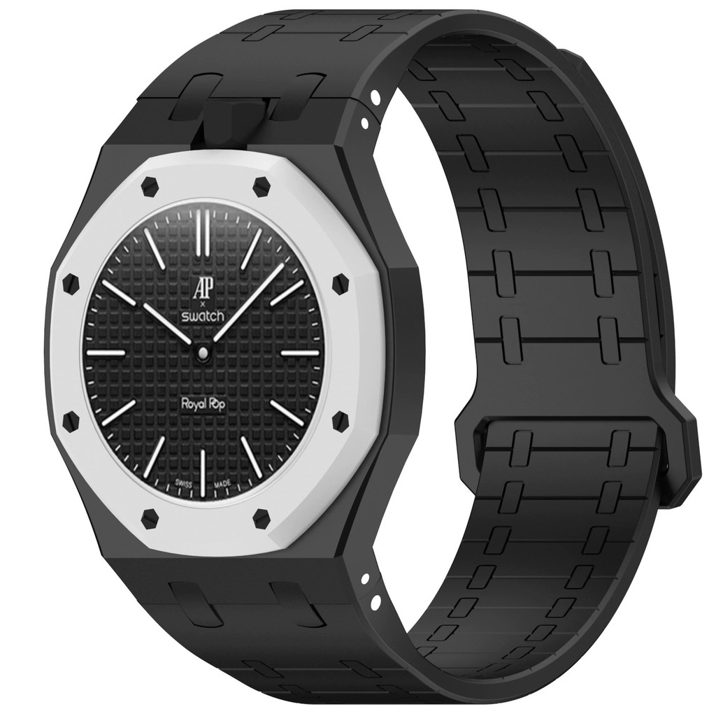 Dây đeo đồng hồ silicon từ tính + Vỏ cho Swatch X AP Royal Pop Pocket Watch Changer sang đồng hồ đeo