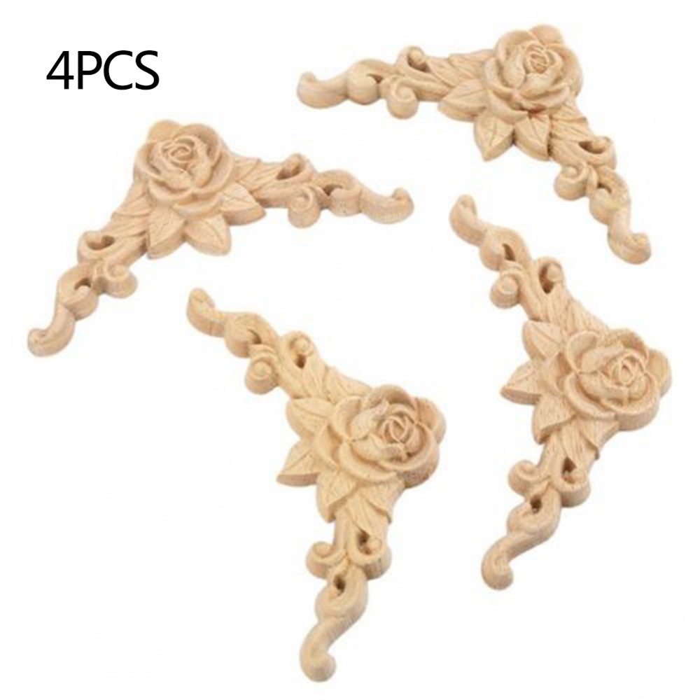 [DOLLDOLL-VN]Unpainted European Style 4× Rose Floral Wood Decorate Frame Arts Crafts Decal