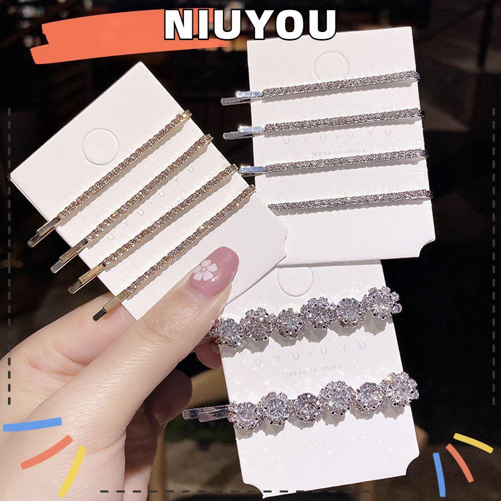 NIUYOU Shining Crystal Barrettes Phụ Kiện Nữ Bé Gái Bingbing Tóc Bộ