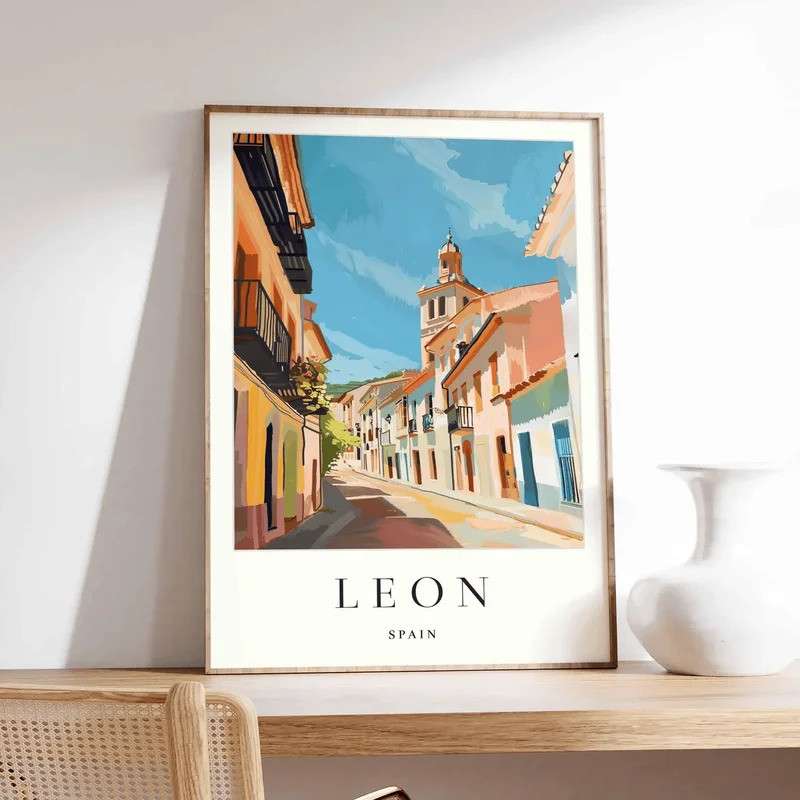 Leon Poster Tây Ban Nha Du Lịch In Hình Castile Và Leon Nghệ Thuật Treo Tường Thành Phố Tây Ban Nha 