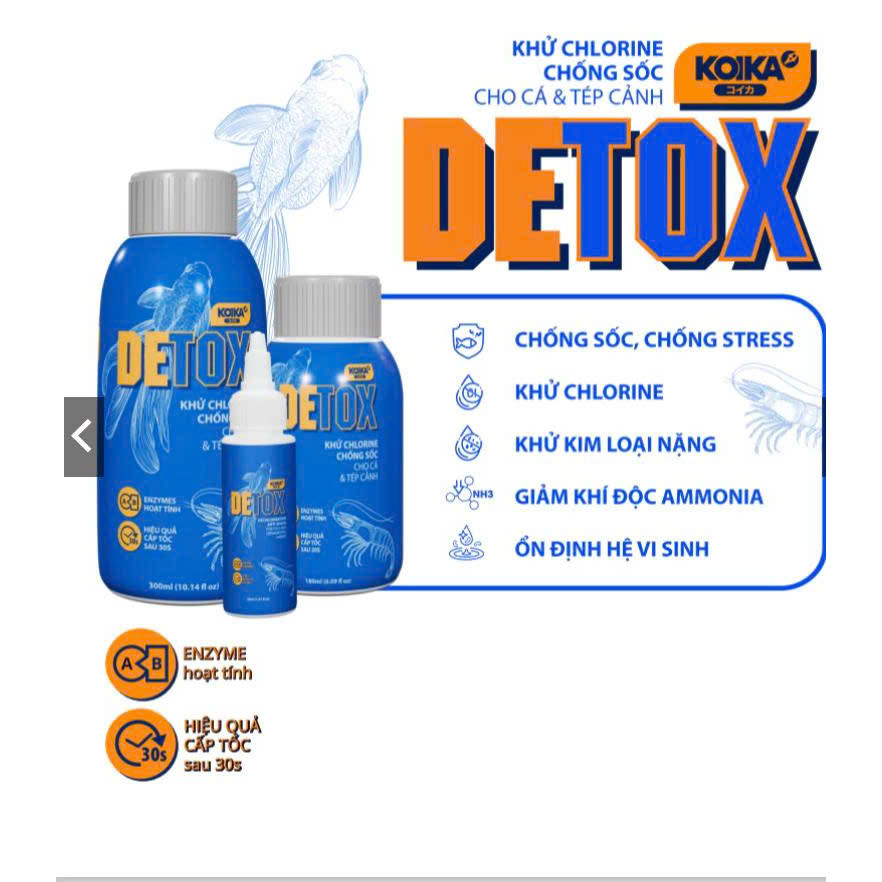 KOIKA DETOX - khử Clo, Khử Kim Loại Nặng, Giảm Stress, Chống Sốc Cho Cá Tép Cảnh