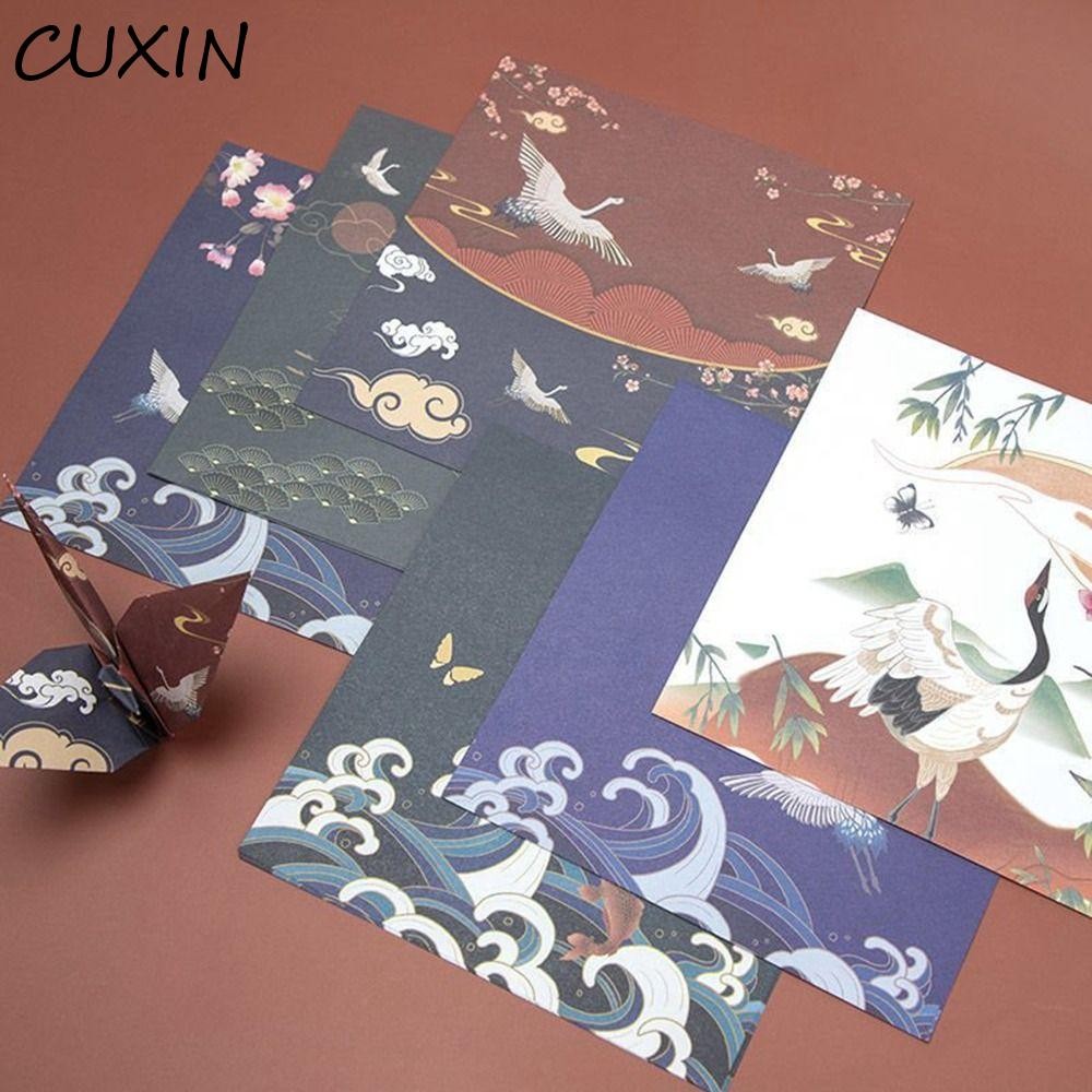 CUXIN 70 Cái / bộ Giấy In Hình Cần Cẩu, Giấy Origami Phong Cách Trung Quốc Thủ Công Vuông Handmade, 