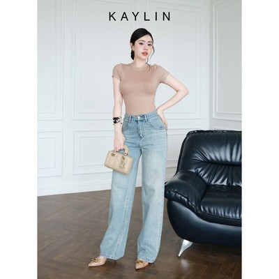 Quần JEAN KAYLIN form suông phối hoa thêu chất vải Denim dầy dặn phong cách BST Hè 2025 - N2455