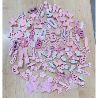￼Sét 50 kẹp tóc màu hồng mẫu Hello Kitty dành cho bé yêu bé điệu phong cách hàn quốc Phụ Kiện Tóc Kem màu be 12-18 tháng
