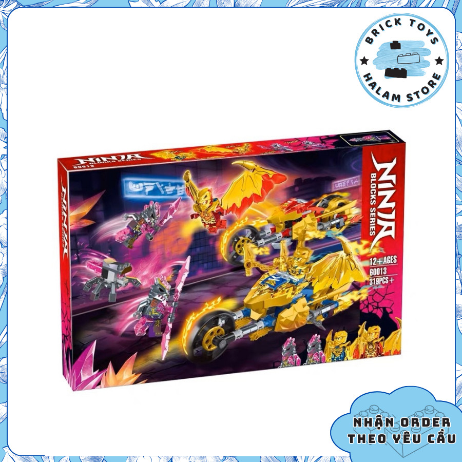 Mô hình Ninjago 60013 7008 71768 Jay motor - Mô hình Xe máy rồng vàng của Jay