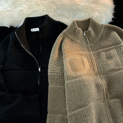 Áo len Cardigan nam dáng rộng nửa cổ cao, style Hàn Quốc, thoải mái cho mọi cuộc gặp gỡ WL120