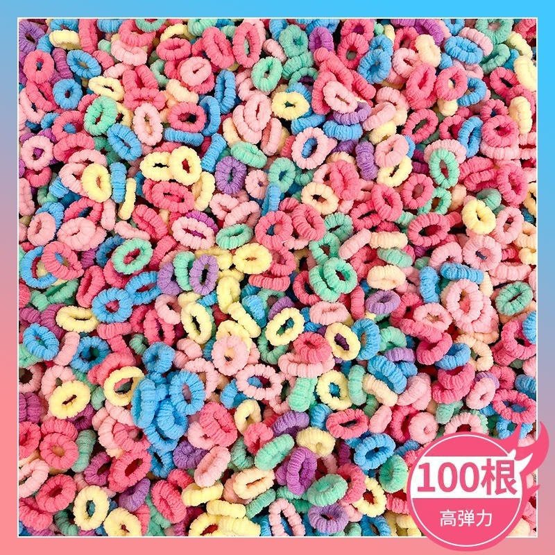 Set 100 Dây Buộc Tóc / Cột Tóc Cao Su Co Giãn Đơn Giản Thời Trang Hàn Quốc - Phụ Kiện Tóc