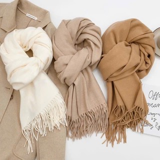  Khăn quàng cổ nữ mùa đông len cashmere choàng cổ đẹp giữ ấm đủ màu trơn đen vàng đỏ be xanh dương tím rêu hồng 