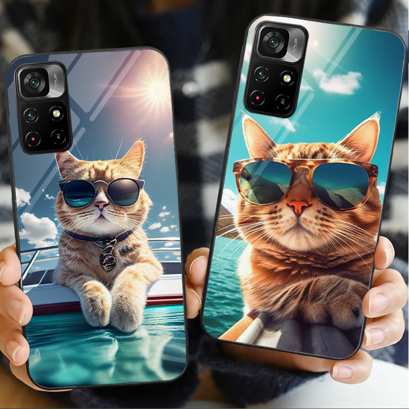 Cat TRAVEL 01 Vỏ Điện Thoại Kính Cho POCO F3 F4 F5 M3 M4 M5 M6 4G X3 X4 GT NFC X5 X6 PRO 5G