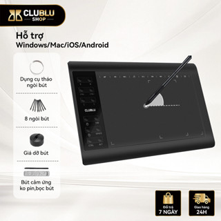 CLUBLU Bảng Vẽ Điện Tử Kết Nối Laptop 1060 Plus Với Bút Tablet Vẽ OSU, 3D, Thiết Kế Đồ Họa, Dạy Học