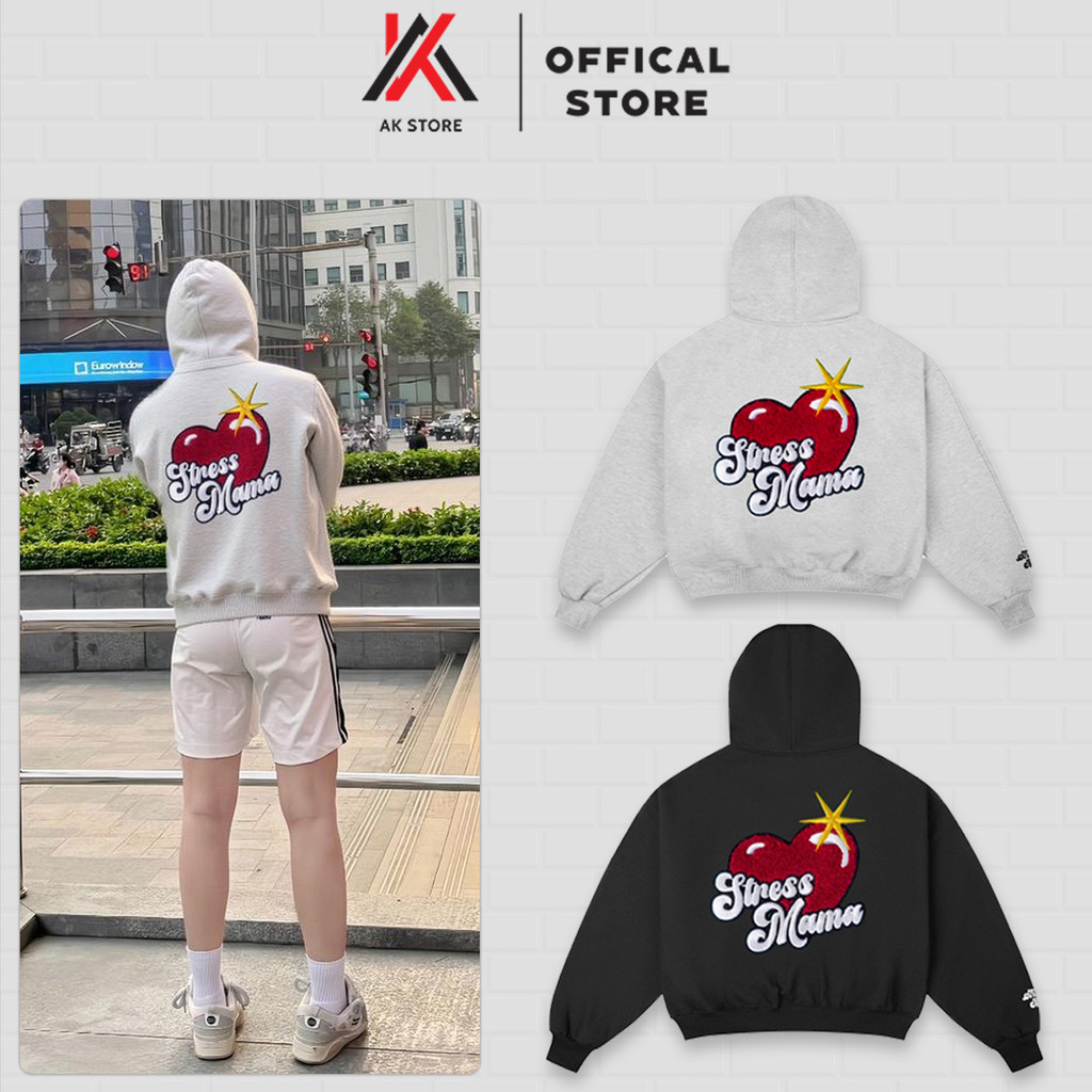Hoodie Stressmama Boxy Bling Heart - Hoodie Nam Nữ Mẫu Hot AK STORE