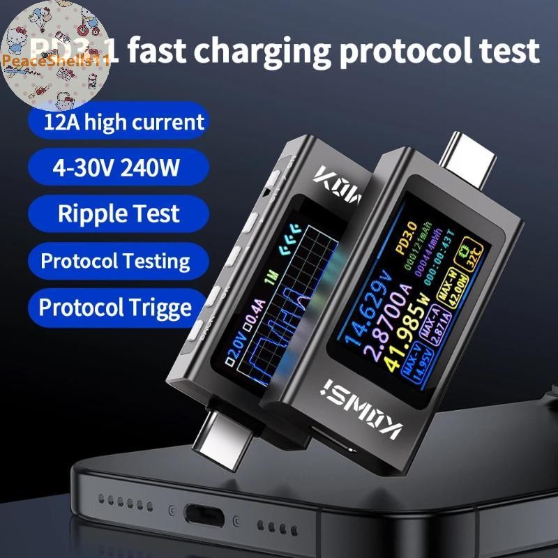 PeaceShells KWS-X1 Đa Năng Hiển Thị Kỹ Thuật Số Ampe Kế Điện Áp Type-C Đồng Hồ Đo Điện Thoại Di Động