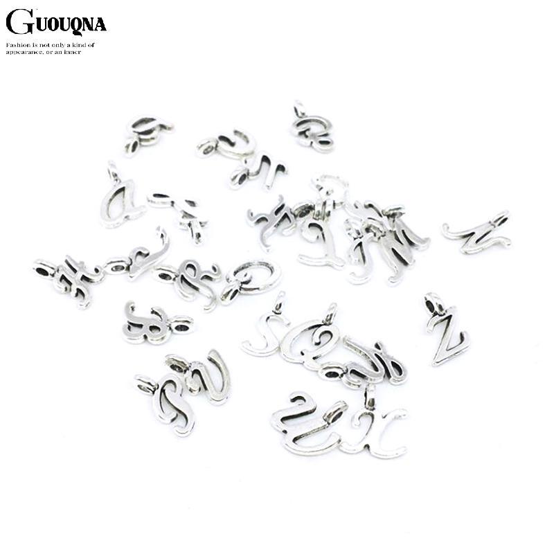 GUOUQNA 26 Cái 26 Bảng Chữ Cái Tiếng Anh Chữ Cái Quyến Rũ Mặt Dây DIY Handmade Trang Sức Thủ Công BA