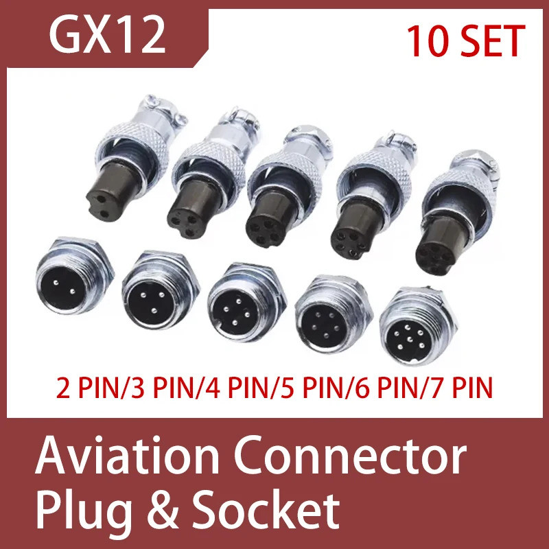 10 Chiếc GX12 Kết Nối Vòng Tròn Hàng Không 2 Pin 3pin 4pin 5pin 6pin 7pin Nam Cắm & Nữ Ổ Cắm 4 Lõi Đ