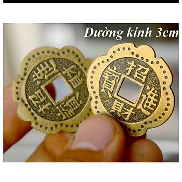 Combo 3 đồng xu hoa mai nhỏ 3cm bằng đồng vật phẩm  phong thuỷ tài lộc