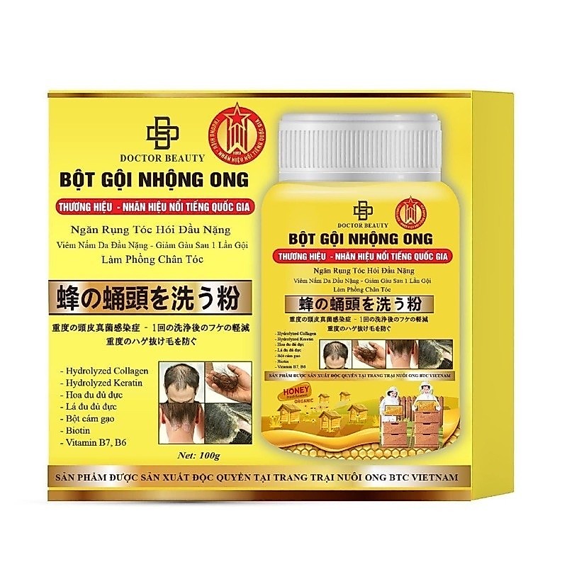 Bột Gội Nhộng Ong Sạch Gàu, Hết Lo Nấm Ngứa, Kích Thích Mọc Tóc Giảm Rụng Tóc [ Chính Hãng ]