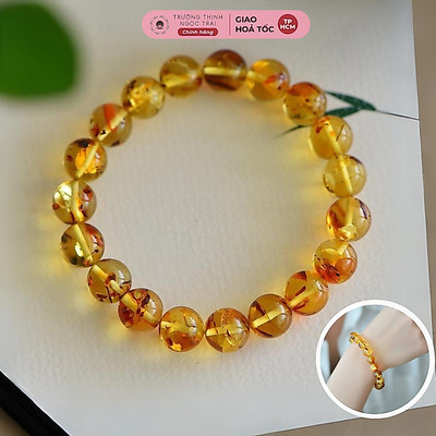 Vòng Tay Hổ Phách Thiên Nhiên 10ly Lắc Tay Đá Phong Thủy - Ngọc Trai Trường Thịnh